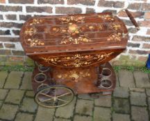 Ornately inlaid drinks trolley