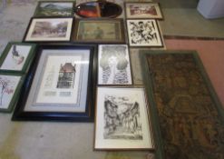 Various prints, mirror & a tapestry