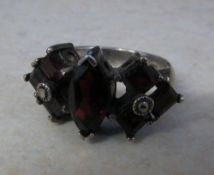 Silver and garnet ring size R