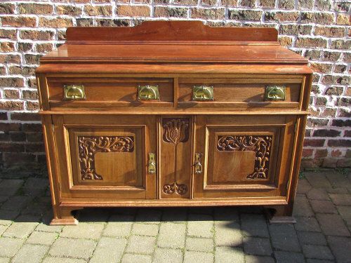 Late Victorian Art Nouveau walnut sidebo