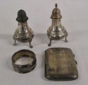 Silver salt & pepper pots (salt lid repl