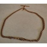 9ct gold watch chain with T bar, approx