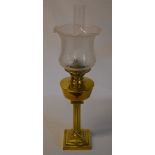 Brass paraffin lamp with etched glass sh