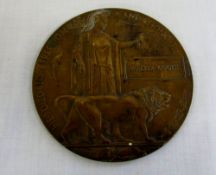 WWI bronze death plaque/penny named to W