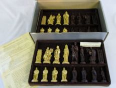 Hand carved chess set depicting Battle o