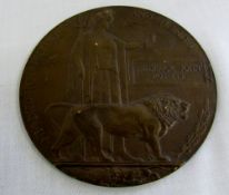WWI bronze death plaque/penny named to F
