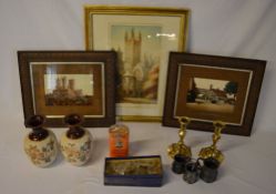 Brass candlesticks, vintage O-Cedar poli