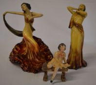 3 Wade cellulose figures of ladies, incl