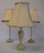 An onyx table lamps and two other matchi