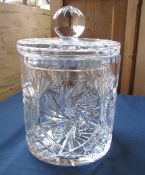 Hand cut lead crystal glass jar with lid