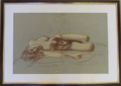 Pastel of a nude with signature 'Hines 7