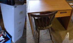 Filing cabinet, desk & chair