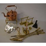 Various brass and copper including a ket