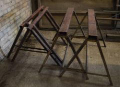 2 pairs of metal trestles tables