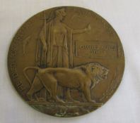 WWI bronze death plaque/penny named to C