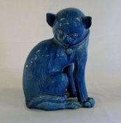 Blue glazed cat (possibly Chinese) H 20