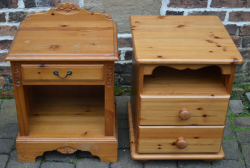 2 pine bed side cabinets