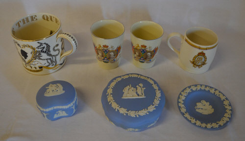 Various Jasperware and commemorative mug