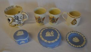 Various Jasperware and commemorative mug