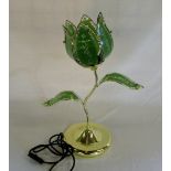 1970's green petal glass table lamp