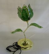 1970's green petal glass table lamp