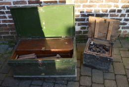 19th century joiners chests painted gree
