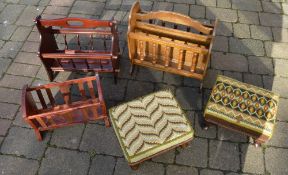 3 magazine racks and 2 footstools