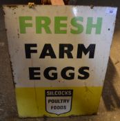 Silcocks Fresh Farm Eggs enamel sign