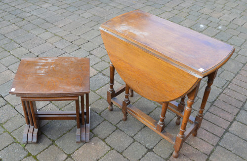 Nest of tables and a gate leg table