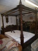 Reproduction mahogany four poster bed (m