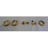3 pairs of 9ct gold earrings and 1 9ct s