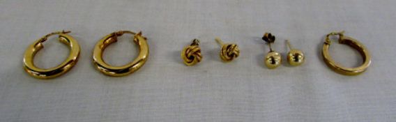 3 pairs of 9ct gold earrings and 1 9ct s