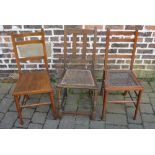 2 cane seated chairs and one other chair