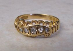 18ct gold 5 stone diamond ring size N