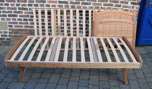 Single pine bed and headboard with pull