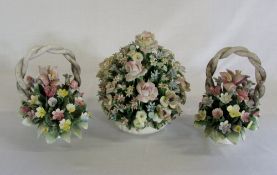 Pair of Capodimonte posie baskets and a