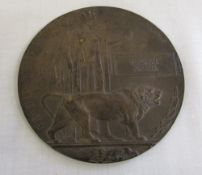 WWI bronze death plaque/penny named to P