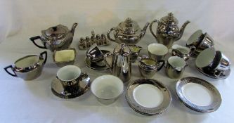 Silver ceramic part tea services by Roya