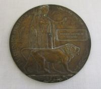WWI bronze death plaque/penny named to R