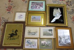 2 watercolours & various prints inc Lout