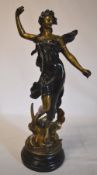 Art Deco bronze figure of a lady on a ra