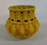 Burmantoft faience yellow jardiniere with impressed marks H 18 cm