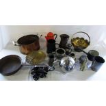 Assorted copper, brass, silver plate and