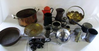 Assorted copper, brass, silver plate and