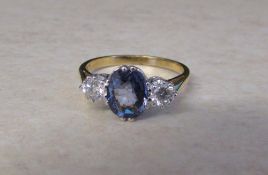 18ct gold 1.55 ct sapphire and 0.40 ct d