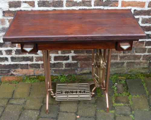 Singer trestle converted into a table