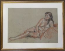 Pastel drawing of a nude with signature