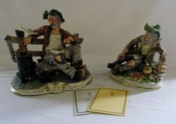 2 Capodimonte figurines 'Tramp with stov