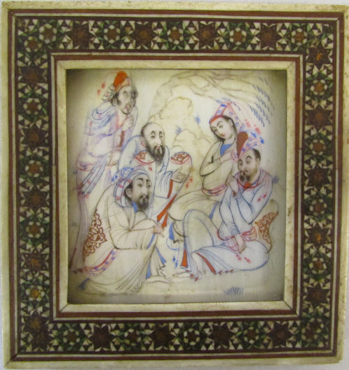 Persian ivory painted miniature in ornat - Image 2 of 3