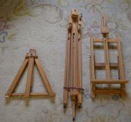 3 wooden artists easels